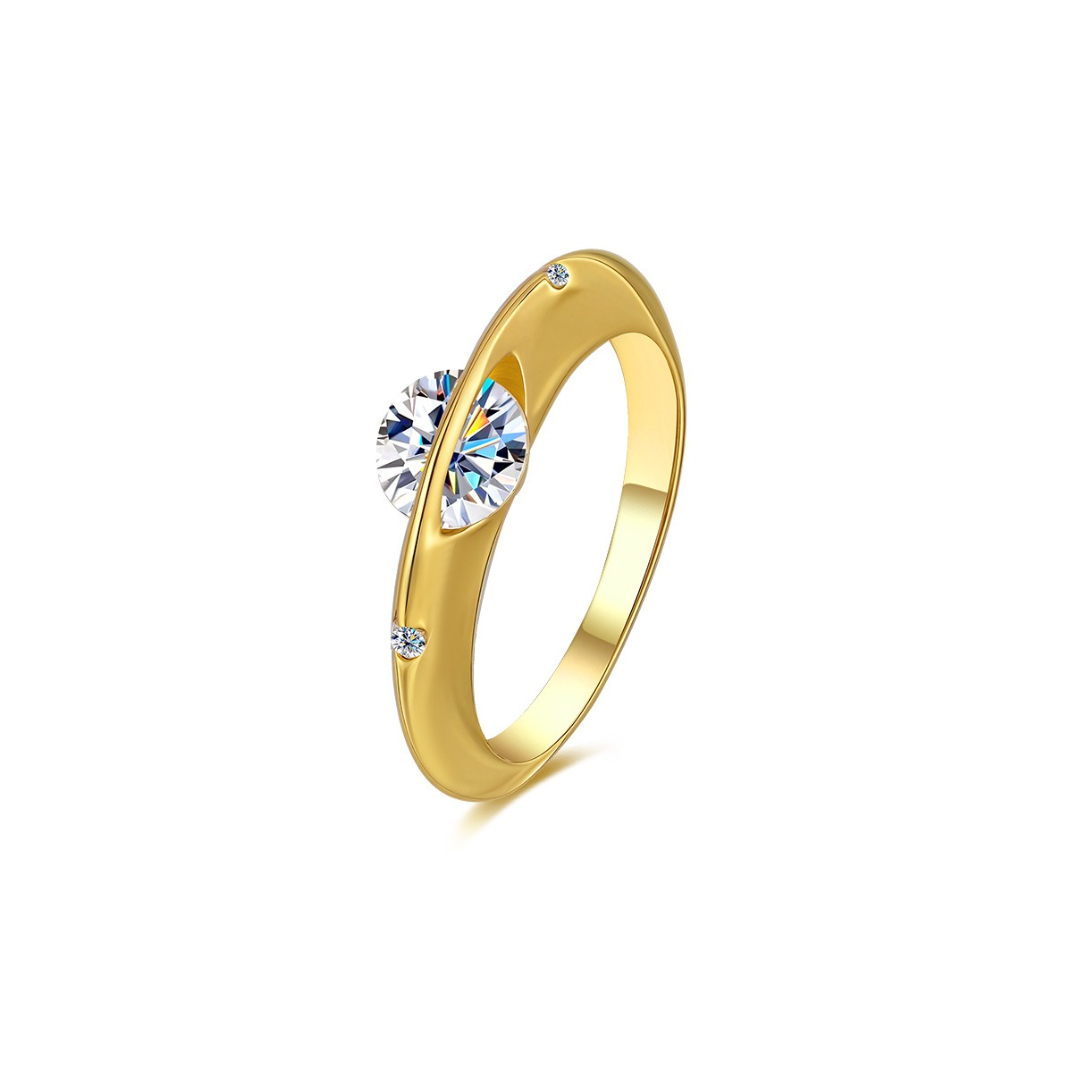 Solitaire Moissanite Ring - Gold