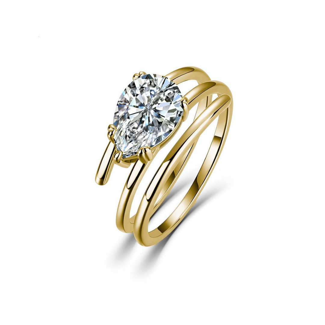 Pear Moissanite Ring - Gold