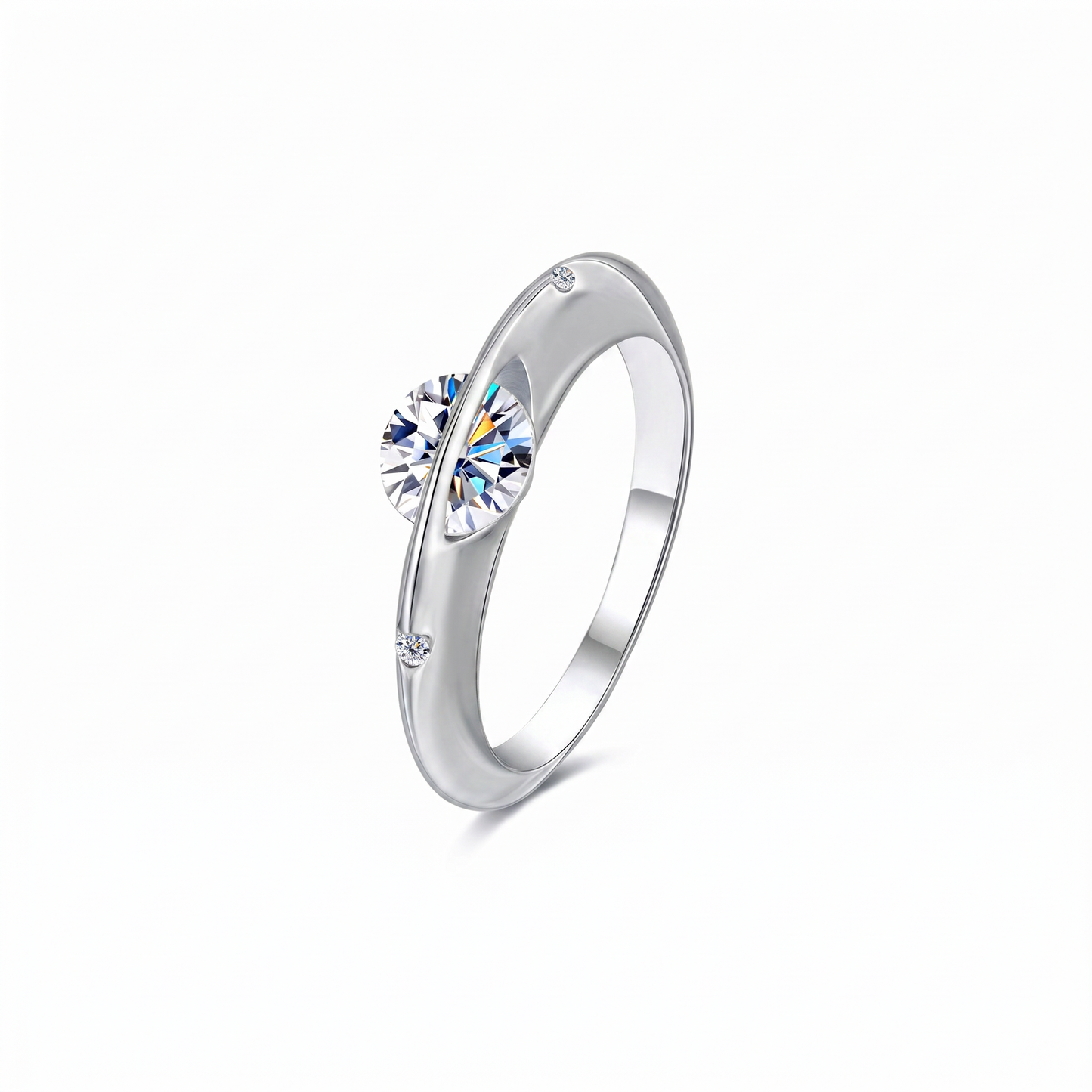 Solitaire Moissanite Ring - Silver