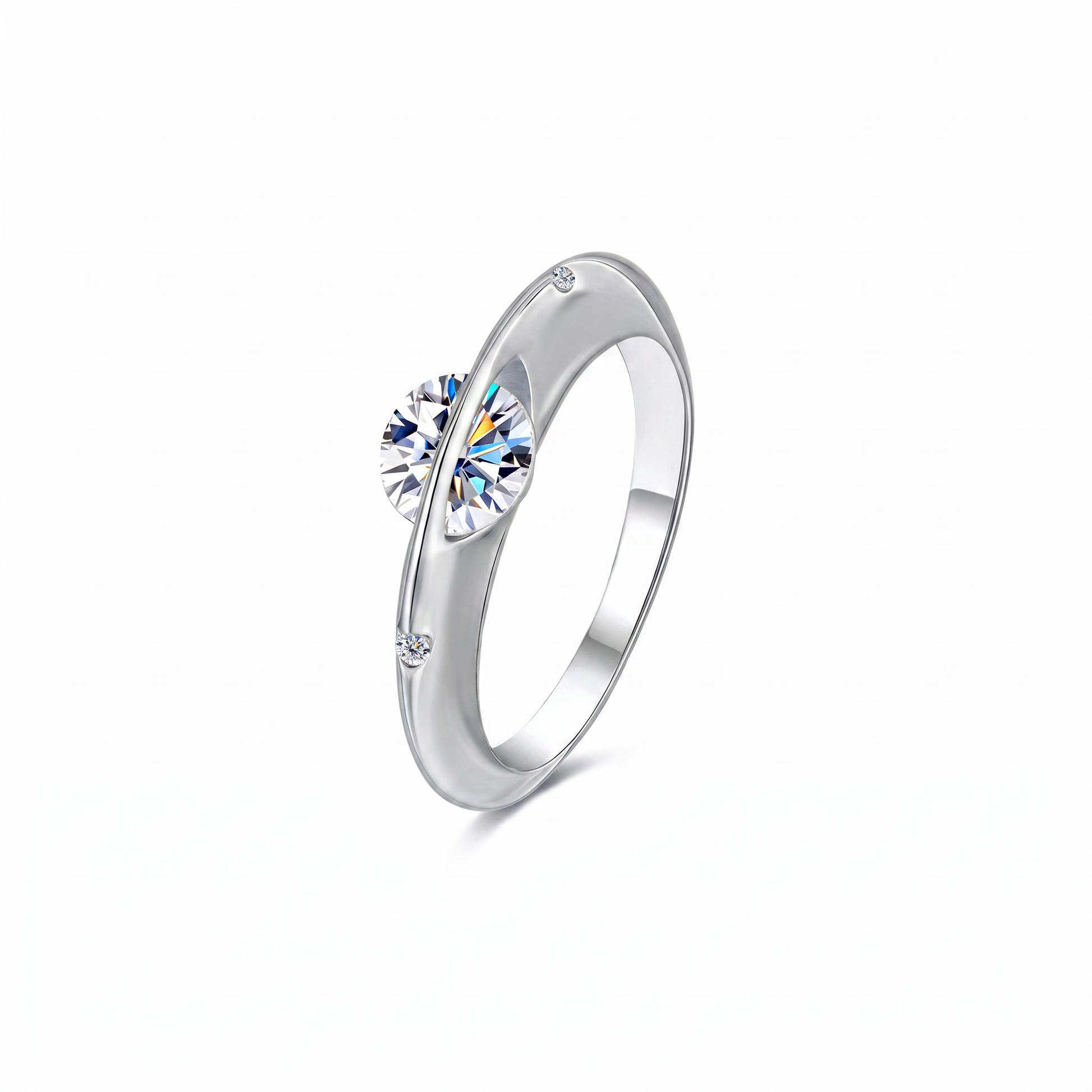 Solitaire Moissanite Ring - Silver
