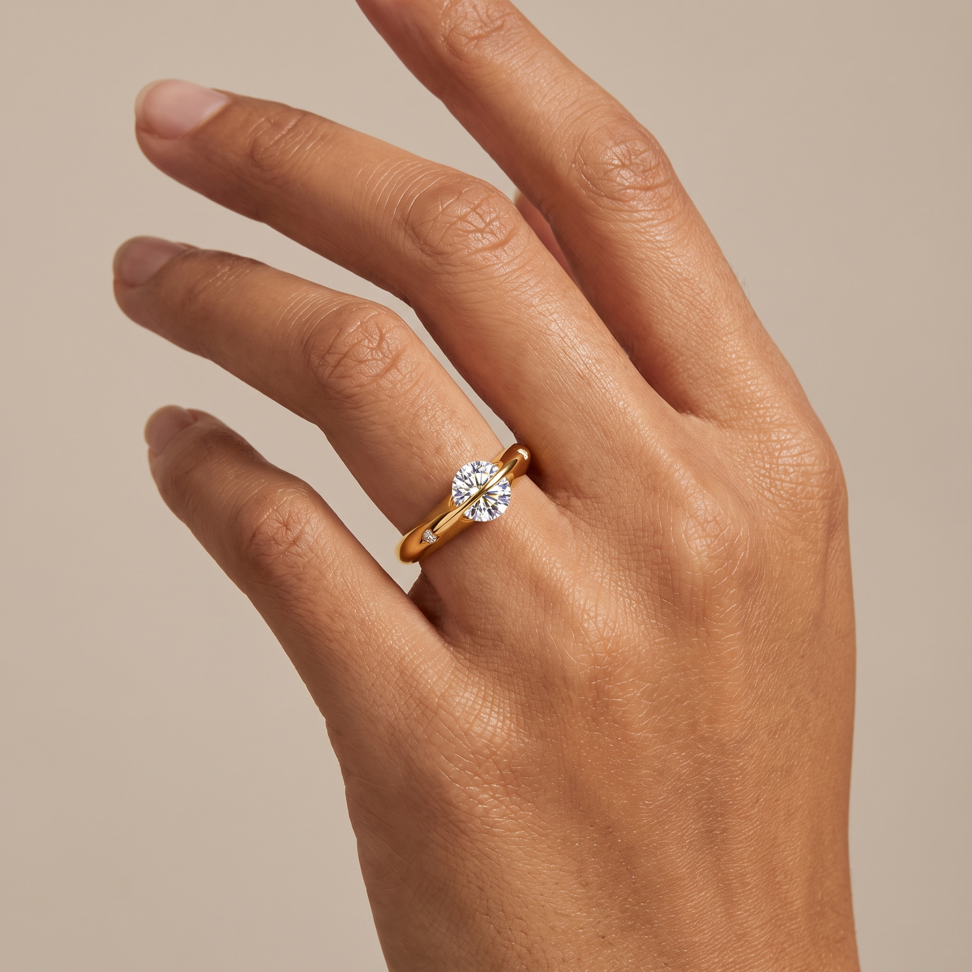 Solitaire Moissanite Ring - Gold